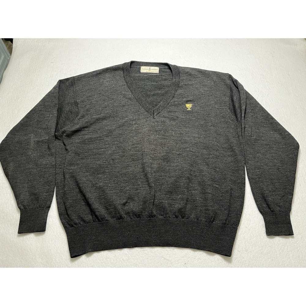 Sweater Merino Wool Presidents Cup V Neck By Fairway & Greene Mens XL Gray